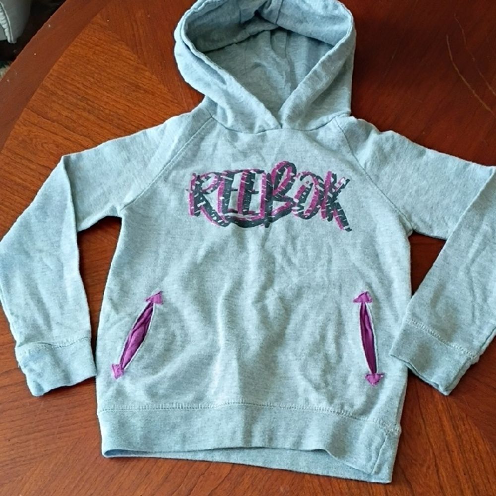 (1073) Reebok Kids Gray Hoodie with Purple Accents